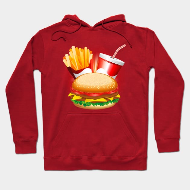 Fast Food Hamburger Fries and Drink Hoodie by BluedarkArt